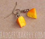 Tiny CHEESE EARRINGS, Dangle or Post, Food Miniature Jewelry, Cheese Studs