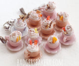 miniature cups in beige and pink