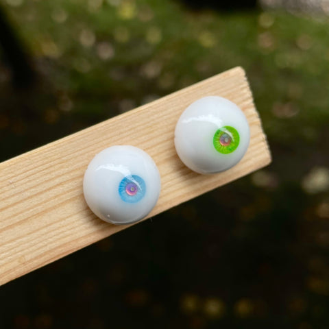 14mm BJD EYES, fantasy odd pair, green and blue heterochromia, handmade