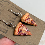 Miniature PIZZA EARRINGS, CUSTOM Flavors, Dangle or Studs, Food Jewelry