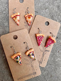 Miniature PIZZA EARRINGS, CUSTOM Flavors, Dangle or Studs, Food Jewelry