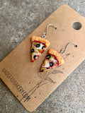 Miniature PIZZA EARRINGS, CUSTOM Flavors, Dangle or Studs, Food Jewelry