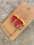 Miniature PIZZA EARRINGS, CUSTOM Flavors, Dangle or Studs, Food Jewelry