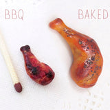 Miniature CHICKEN LEG, Baked or BBQ, BJD Doll or Dollhouse Food Prop