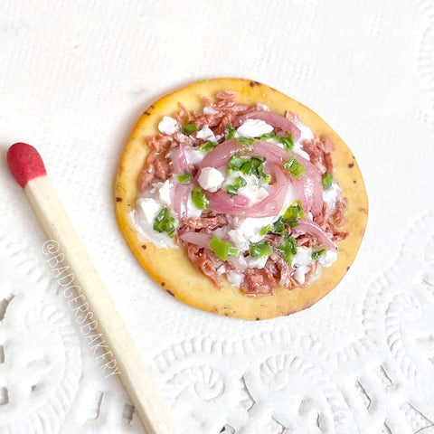 Miniature CHICKEN TOSTADA,Tiny Food for Blythe, BJD, Mexican Dollhouse Cuisine