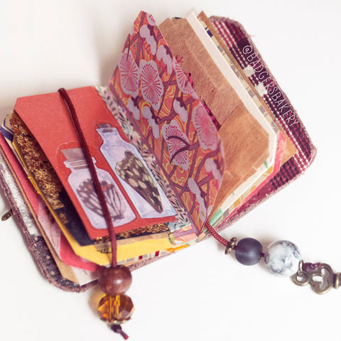 OOAK Miniature JUNK JOURNAL, Tiny Rustic Notebook for Dolls, Bjd Prop