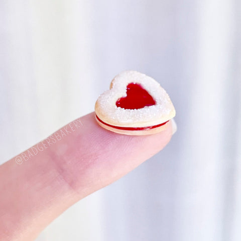 Heart-shaped Linzer Cookie with Jam, Fake Miniature Food for Dolls - sd, msd, yosd BJD, Blythe, Momoko