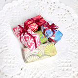 Miniature CHRISTMAS PRESENTS, set of 3, Birthday Gifts for Dolls, Dollhouse Gift Box with Ribbon