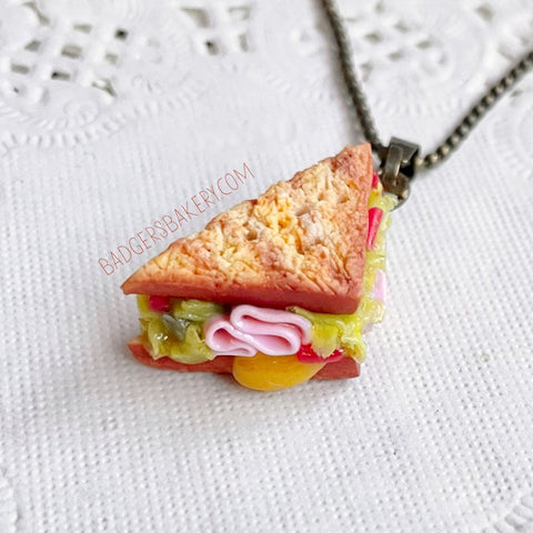 SANDWICH Necklace, Miniature Grilled Cheese Toast Pendant, Foodie Jewellery