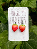 Pink or Red STRAWBERRY Earrings, Cute Fruit Jewellery