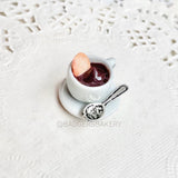 HOT CHOCOLATE Cup on Plate With Biscuits and Spoon, Playscale Dollhouse Miniature for 1/6 Scale Doll