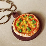 miniature pizza necklace