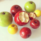 miniature apples mix, various sizes, red, green, yellow