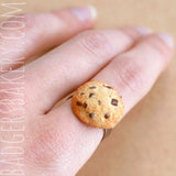 Miniature COOKIE RING, Sweet Miniature Food Jewelry, Chocolate Chip