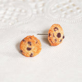 Tiny COOKIE STUDS, Chocolate Chip Cookie Earrings, Food Miniature Jewelry