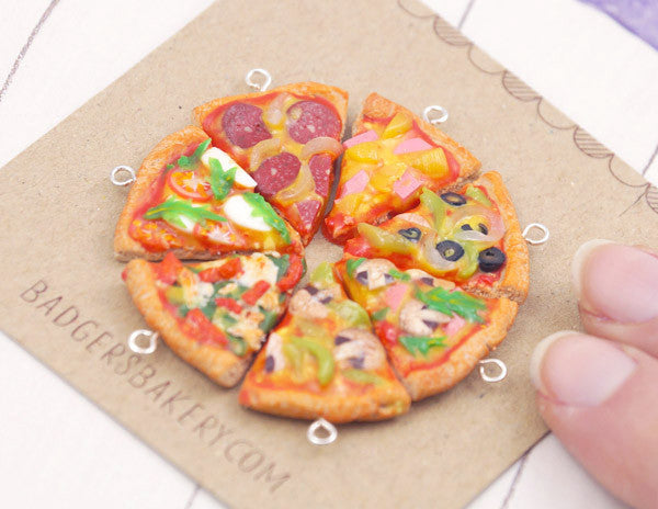 miniature pizza charms, various flavors