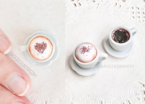 Playscale Coffee Cup, Cappuccino or Black Coffee Miniature, Dollhouse Mini, 1/6 BJD doll prop