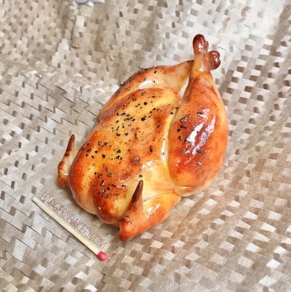 Miniature ROAST CHICKEN or Turkey, BJD Doll Food Prop, Dollhouse Food, msd, sd, yosd, 1/12, 1/6, 1/4, 1/3 scale